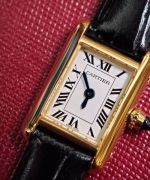 Cartier Tank 24*16mm Sapphire Crystal Glass Gold Case Unique Watch